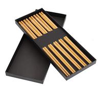 Jelquix Baguettes de Style Chinois, Ensemble de Vaisselle en Bois fabriqué à la Main, Baguettes Faites à la Main en Acajou avec Personnage Porte-bonheur gravé pour un Usage Familial (Cinq paires de