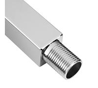 Jelquix Bras d'extension de Douche carré chromé de 30 Cm, Bras Mural en Acier Inoxydable et en Laiton, de Douche à Couvercle Décoratif avec Angle Réglable, Idéal pour Pomme de de Salle de Bain