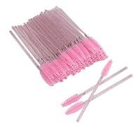 Jelquix Brosse à Cils Jetable en Nylon, 50 Pièces de Baguettes de Mascara en Spirale de Haute qualité pour Cils Naturels, Outil de Maquillage Portable pour Voyager - Rose (Rosâtre)