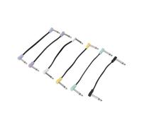 Jelquix Câbles de Raccordement pour Guitare de 16cm, 6 Pièces, Cordons de Pédale à Effet à Angle Droit de 6.35mm à 90 ° avec Tresse en Nylon pour Pédaliers et équipements Sonores