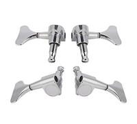 Jelquix Chevilles de Réglage de Basse 2L2R, Têtes de Machine, Conception Scellée Durable pour Bricolage Réparation de Basse, Alliage de Cuivre et de Zinc Noir 4 Pièces (SILVER)