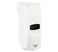 Jelquix Distributeur de Savon Manuel 1 L avec Pompe Anti-Fuite, Support Mural à Grand Bouton, Comprend Un Kit de Montage avec Serrure et sans Perçage, Idéal pour Salle de Bain et Cuisine, Blanc