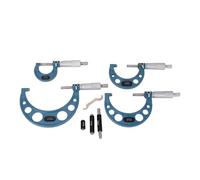 Jelquix Ensemble de 4 Micromètres de Machiniste, Micromètre Extérieur, Plage de 0 à 100 Mm, Précision de 0,01 Mm avec Enclumes en Carbure, Butée à Cliquet, Idéal pour les Mesures de Précision