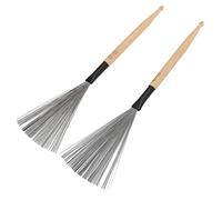 Jelquix Ensemble de Brosses à Tambour, 2 Pièces, Brosse et en érable à Double Usage pour Groupes de Jazz, Compactes et Portables (Couleur du bois)