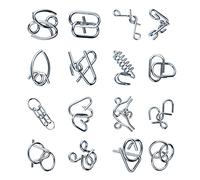 Jelquix Ensemble de Casse-tête en Métal, 16 Pièces, Puzzles Logiques Stimulants, Améliorent Les Compétences Cérébrales des Enfants et des Personnes âgées, en Acier Inoxydable