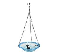 Jelquix Fontaine de Bain d'oiseaux 9.25x17.7 Pouces, Alimentée par USB, Mangeoire à Colibris Facile à Nettoyer pour Jardins et Arrière-Cours (Blue)