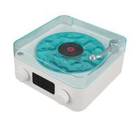 Jelquix Haut-Parleur de Style Tourne-Disque Vintage, Haut-Parleur Rétro sans Fil avec Veilleuse et Affichage de L'heure, Basses Riches en Volume Fort, pour Cadeau de Fille (White)