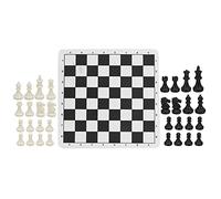 Jelquix Jeu D'échecs Standard International, Grand Jeu D'échecs en Plastique pour Compétition, Facile à Transporter avec Sac de Rangement, Noir et Blanc, 24 X 24 Cm