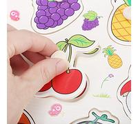 Jelquix Jouet de Puzzle à Bouton en Bois Animal, Puzzle d'apprentissage éducatif Sûr et Non Toxique pour Les Enfants, Stimule la Vision et Améliore Les Compétences de Pensée Spatiale (A3016 (Fruits))