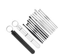 Jelquix Kit Dissolvant de Cérumen, Pics en Spirale à 360 Degrés en Acier Inoxydable pour un Nettoyage Facile des Oreilles et un Confort Optimal, or Rose, 2 Ensembles (argent peint en noir)