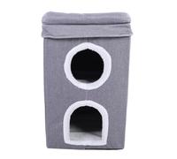 Jelquix Lits pour Chats d'intérieur, Cube Pliable à 3 Couches avec Planche à Gratter et Coussin Amovible, Pieds Antidérapants pour Petit Chaton de Compagnie