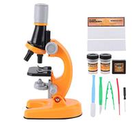 Jelquix Microscope 40X 1200X pour Enfants, Imagerie Optique Professionnelle avec Lumière LED, Microscope Biologique en Plastique Haute Définition, Cultiver la capacité Pratique des Enfants (Orange)