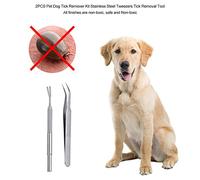 Jelquix Outil D'élimination des Tiques pour Chiens de Compagnie, Ensemble de 2 Pièces en Acier Inoxydable avec Poignée Antidérapante pour Une élimination Efficace des Tiques