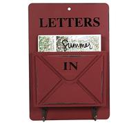 Jelquix Porte-lettres en Bois, Porte-clés Créatif, Support Mural avec Deux Crochets, Idéal pour le Courrier, le Stockage de Journaux dans l'entrée du Bureau à Domicile (W261801 Crochet lettre-rouge)