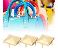 Jelquix Rivets Punk Pyramide Carrés 4 Clous Métalliques Griffes pour Vêtements Chaussures Sac À Main, Or Argent Noir Bronze 10mm 12mm 15mm 100pcs, Accessoires D'Artisanat du Cuir (GOLD #12)