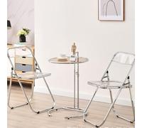 Jelquix Table d'appoint en Forme de C, Petite Table d'appoint en Forme de C avec Base en Métal, Basse élévatrice en Verre Transparent avec Un Design Clair, Idéale pour Le Salon, la Chambre à