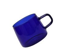 Jelquix Tasse à café en Verre 350 Ml, Tasse en Borosilicate avec Poignée, à Boire Résistante aux Hautes Températures, Idéale pour la Maison, le café, le Bar et le Restaurant (BLUE)