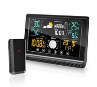 jely Station Meteo Interieur Exterieur Sans Fil Station Meteo Connectee avec Capteur Exterieur Thermometre Hygrometre avec Previsions Meteo Calendar Numeriques LCD Ecran Retroeclairage Reveil Snooze