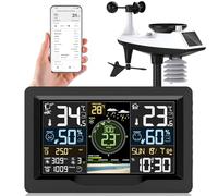jely Station Météo WiFi Professionnelle 7 en 1 avec Capteur Extérieur sans Fil, 4 Rétroéclairages Réglables, Pluviomètre, Anémomètre, Girouette, Baromètre et Prévision Météo
