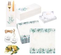 JelyArt Lot de 300 décorations de table de mariage Mr & Mrs | 50 serviettes, 50 marque-places, 50 pochettes à couverts, 50 étiquettes cadeaux, 100 confettis décoratifs