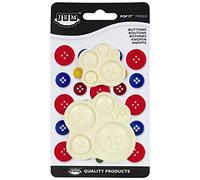 JEM 1102EP016 Lot de 2 Moule en Forme de Boutons pour Décoration de Gâteaux, Plastique, Blanc, 6.5 x 2 x 7 cm 1102EP016