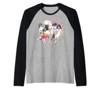 Jem and The Holograms Full Band Colorful Layered Silhouettes Manche Raglan
