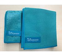Jemako Lot de 2 Chiffons secs Moyens 45 x 60 cm + Chiffon Professionnel Moyen 40 x 45 cm, Turquoise