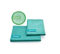 Jemako Set de 3 chiffons Chiffon Sec moyen Chiffon 45 x 60 cm Profi Petit 35 x 40 cm duopad Vert Mini Ø 9,5 cm Türkis