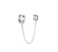 Jemant Boucles d'oreilles à clip pour homme avec chaîne pendante en acier inoxydable doré noir argent punk cool hip hop Kpop long anneau à clipser sur le cartilage, Métal, Pas de gemme