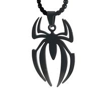 Jemant Collier araignée pour homme et femme en acier inoxydable noir argenté doré gothique vintage cool punk unqiue super-héros collier Halloween cadeau pour petite amie, mari, épouse, frère et sœurs