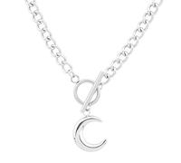 Jemant Collier en forme de lune pour homme et femme - Chaîne cubaine épaisse en acier inoxydable argenté - Hippie Hip Hop Kpop Punk Ot - Fermoir à bascule - Collier demi-lune - Cadeau d'anniversaire