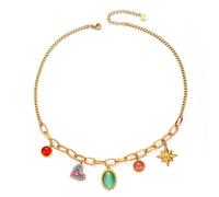 Jemant Collier ras du cou en forme de cœur en or 18 carats pour femme - Chaîne à maillons cubains épais - Tendance - Pendentif en forme de cœur délicat - Ne ternit pas, One Size, Acier inoxydable, Pas