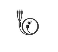 Jembe - Câble de charge multi-USB - Lot de 1 - Câble Nylon Tressé 3 en 1 Prend en Charge Micro USB, Lightning(iPhone), Type-C - Chargeur Mural 2 en 1 - USB Type-A & C - Noir (1.2m)