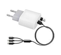 Jembe - Chargeur Rapide Universel | Lot de X1 - Câble et Adaptateur Multi-Charge - Compatible Toutes Marques - Type-C, Lightning et Micro USB- 3 en 1 - Tressé & Charge Rapide - Noir et Blanc