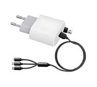 Jembe - Chargeur Rapide Universel - Lot de X1 - Câble et Adaptateur Multi-Charge- Type-C, Lightning et Micro USB- 3 en 1 - Tressé &