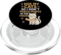 J'embrasse Mes Chats pour ne Pas Frapper Les Gens dans la Gorge PopSockets PopGrip pour MagSafe