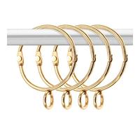 Jemcgrl 30 PièCes Anneaux de Rideau en Or Ouvrants Ouverts et FerméS Boucles de Draperie en MéTal Antirouille avec œIllet pour Broches à Crochets (1,5 Pouce)
