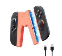 JEMDO Chargeur Joy Con 2 Magnétique - Poignée de Confort avec LED et Câble USB-C, Compatible avec Nintendo Switch 2 Only- Support de Recharge Portable, Orange