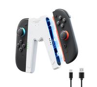 JEMDO Chargeur Joy Con 2 Magnétique - Poignée de Confort avec LED et Câble USB-C, Compatible avec Nintendo Switch 2 Only- Support de Recharge Portable,Blanc