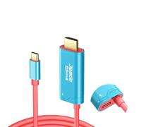 JEMDO Dock Switch 2 câble HDMI Base pour TV, 4K60Hz 18Gbps USB-C 3.2 vers HDMI 2.0 2m, PD100W Jouer&Charger, Adaptateur Portable Compatible Nintendo Switch 2/2017/OLED(uniquement V21.0.0 et inférieur)