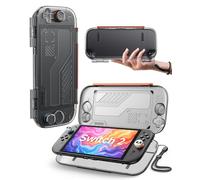 JEMDO Étui de protection fin pour Nintendo Switch 2 - Résistant aux chocs, à la poussière et portable, étui de voyage rigide avec port USB-C, fermeture sécurisée, sangle et deux capuchons de joystick