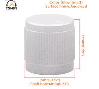 JEMedals-Mini bouton entièrement en aluminium pour amplificateur audio,contrôle du volume du potentiomètre,pédale d'effet Stomp Box,centre commercial DJ,15x15mm,1PC - Type Silver-Matt