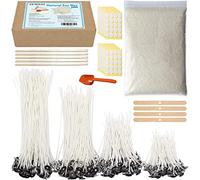 JEMESI Kit de Fabrication de Bougies, 200pcs Mèches de Bougie 4cm 10.5cm 15cm et 22 cm,1kg Cire de Soja, Supports de mèche, bâtonnets d'agitation et Cuillère,DIY Kit Bougies pour Débutants