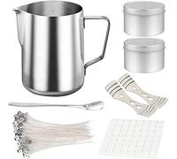 JEMESI Kit de Fabrication de Bougies, Inclus Pot de Fusion, Boîte à, Mèches, Bougie Autocollants, Porte pour la Fabrication de Bougies des Débutants à Avancés