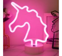 JEMESI Licorne néon, veilleuse rose pour chambre à coucher, panneaux lumineux LED alimentés par batterie/USB, décoration de table pour anniversaire,mariage, fournitures de fête