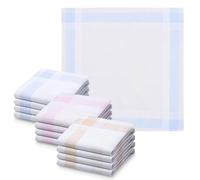 JEMIDI 12x Mouchoir en tissu - Lot de 12 mouchoirs 30 x 30 cm réutilisables en coton - Lavables en machine et compatibles avec sèche linge