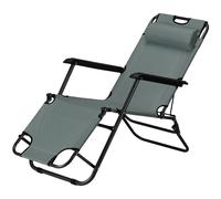 JEMIDI Chaise Longue Pliante - Transat Jardin Exterieur 155 x 60 x 80 cm en Tissu et Acier Charge Max. 120 kg - Fauteuil Jardin avec accoudoir Appui-tête et Dossier Deux Niveaux