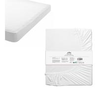JEMIDI Drap Housse 160x200 Coton Blanc - Drap de Lit en 100% Coton Turc Doux pour Un Confort en Été et en Hiver - Drap Matelas Compatible avec Machine à Laver et Sèche-Linge