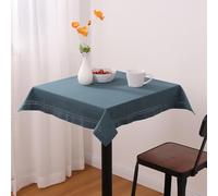 JEMIDI Nappe Carré Tissu - Nappe de Table Carre en Coton 80 x 80 cm - Protection Lavable pour Table Design Double Couture avec Coins en Biais Aspect Lin Bleu