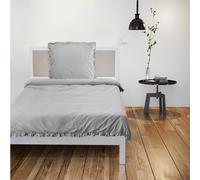 JEMIDI Parure de lit à Volants - 135 x 200 cm - Ensemble de litetrie pour 1 Personne Gris - Vintage Housse de Couette et taie d'oreiller - Gris